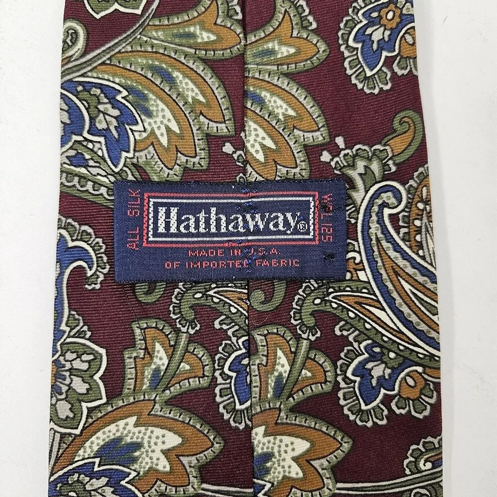 Hathaway Mens‎ All Silk Paisley Tie 3.5